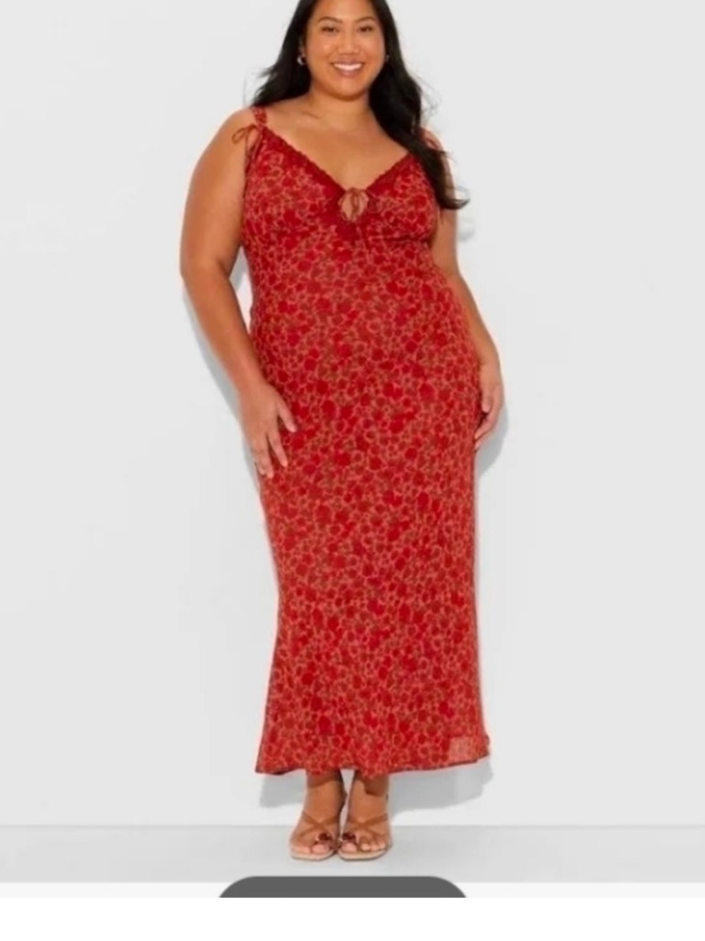 Burgundy Floral Tie-Front Maxi Dress
